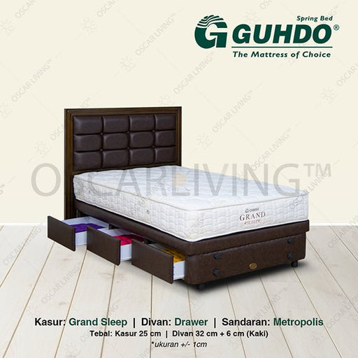 KASUR - SPRINGBEDKasur Springbed Guhdo Grand Sleep | Fullset Metropolis Drawer 3LGUHDOOSCARLIVING