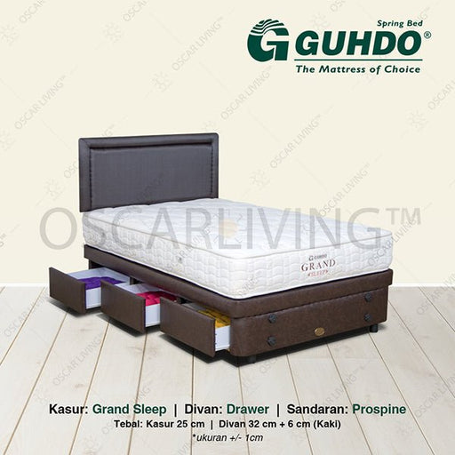 KASUR - SPRINGBEDKasur Springbed Guhdo Grand Sleep | Fullset Prospine Drawer 3LGUHDOOSCARLIVING