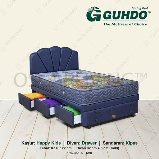 KASUR - SPRINGBEDKasur Springbed Guhdo Drawer BED Happy Kids | Fullset Kipas KidsGUHDOOSCARLIVING