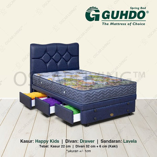 KASUR - SPRINGBEDKasur Springbed Guhdo Drawer BED Happy Kids | Fullset Metropolis KidsGUHDOOSCARLIVING