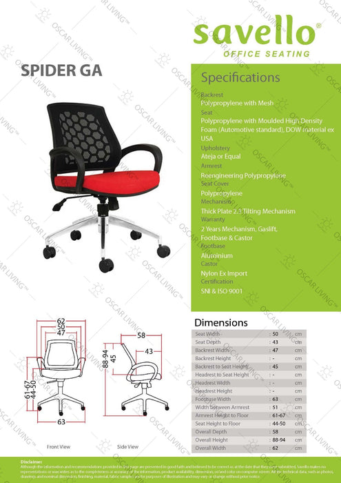 Staff Office ChairKursi Kantor Staff Minimalis Savello Spider GA | Staff Office ChairSAVELLOOSCARLIVING