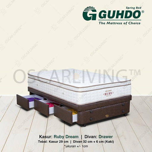 KASUR - SPRINGBEDKasur Springbed Guhdo Ruby Dream Latex | Fullset Drawer 3LGUHDOOSCARLIVING