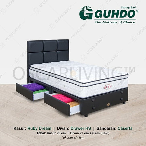 KASUR - SPRINGBEDKasur Springbed Guhdo Ruby Dream Latex | Fullset Caserta Drawer HSGUHDOOSCARLIVING