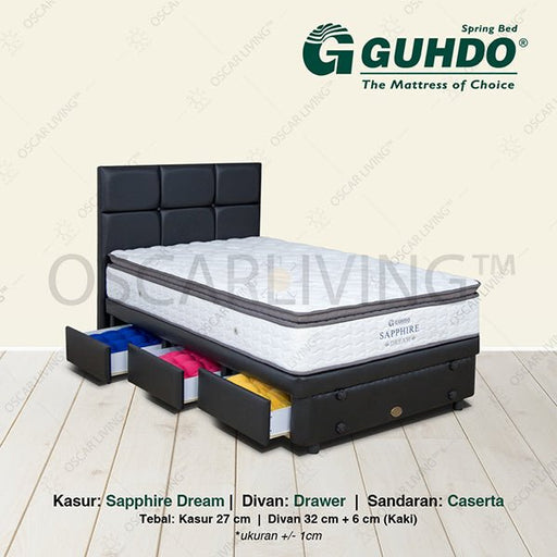KASUR - SPRINGBEDKasur Springbed Guhdo Sapphire Dream | Fullset Caserta Drawer 3LGUHDOOSCARLIVING