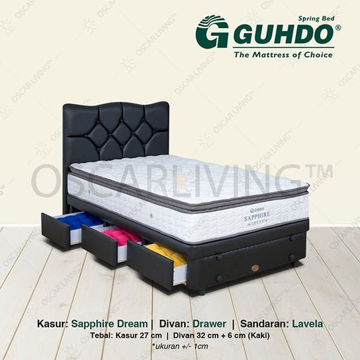 KASUR - SPRINGBEDKasur Springbed Guhdo Sapphire Dream | Fullset Lavela Drawer 3LGUHDOOSCARLIVING