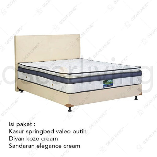KASUR - SPRINGBEDKasur Springbed Valeo SuperKoil PlushTop PillowTop HB Elegance Cream | Fullset KozoVALEOOSCARLIVING